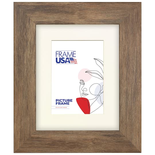 Frame USA Corporate Wide Brown Barnwood Single Image Picture Frame with Mat